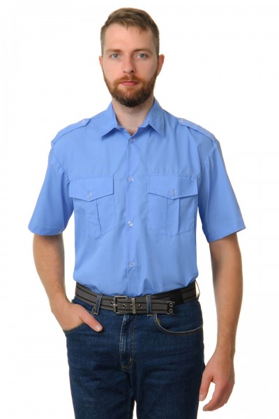 Рубашка охранника  короткий рукав голубая 