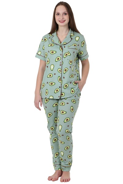 Пижама брюки - Авокадо зеленый 1641.К кор. рукав 