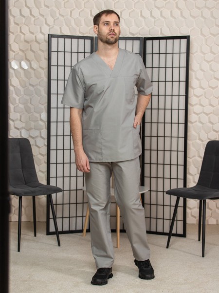 Костюм медицинский хирург серый - мужской М-150 Тиси 