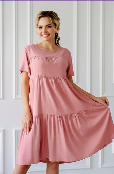 Платье - Дебора короткое розовое  