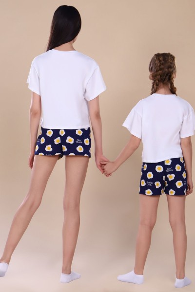 Пижама для девочки Яичница арт. ПД-019-036 - белый 