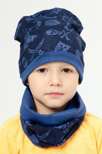 Комплект шапка+снуд Пират детский - синий 