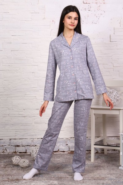 Пижама-костюм для девочки арт. ПД-006 - звери на сером 