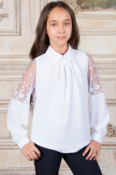 Блузка для девочки длинный рукав SP004 - белый 