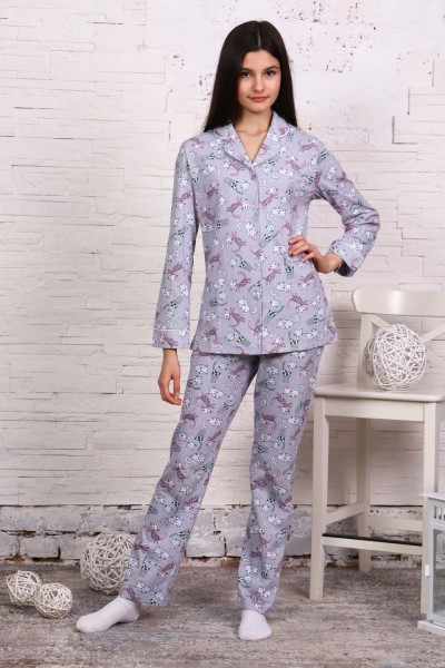 Пижама-костюм для девочки арт. ПД-006 - кошки звезды и сердечки 