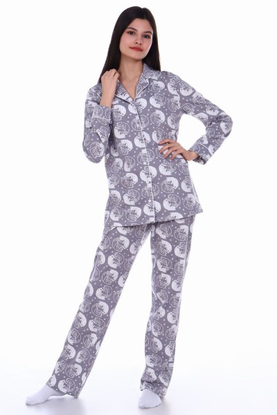 Пижама-костюм для девочки арт. ПД-006 - кошки серые 