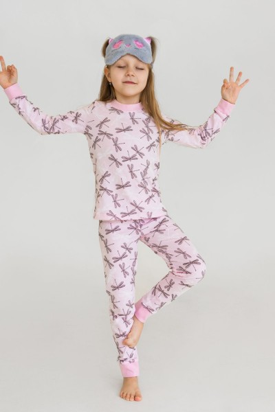 Пижама детская Сладкий сон - стрекозы на розовом 