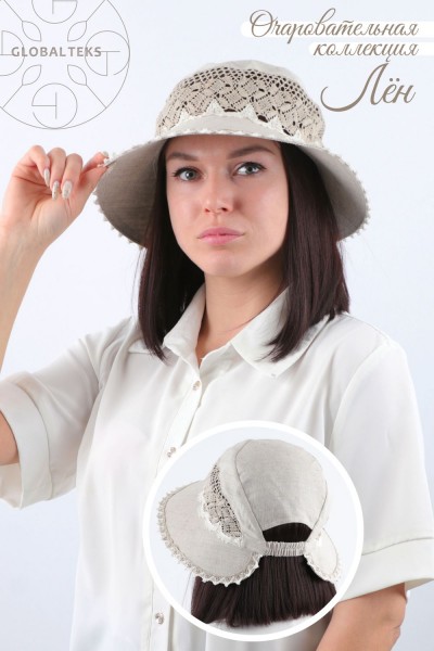 Шляпа женская льняная №GL420 - бежевый 