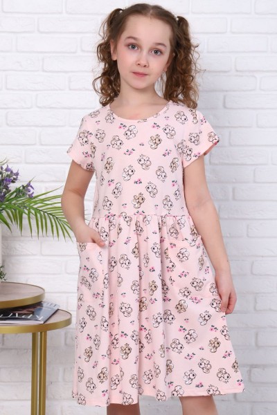 Платье Орешек короткий рукав детское - светло-розовый 