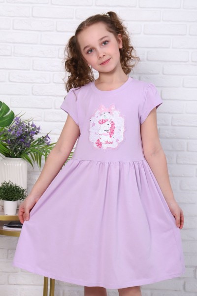 Платье Детка короткий рукав детское - сиреневый 