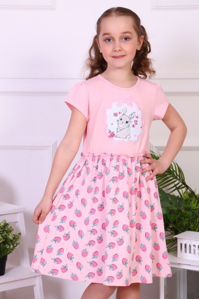 Платье Лапочка дочка короткий рукав детское - розовый 