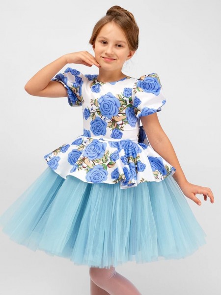 Платье нарядное для девочки SP2010 - голубой 