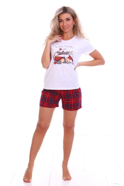 Пижама с шортами Фантазия 0-025 - красн,бел 