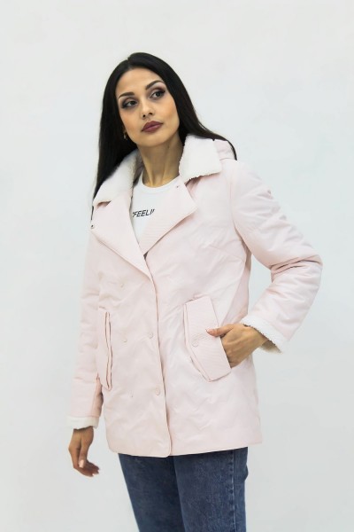 Демисезонная женская куртка Тренд весна осень 921 - розовый 