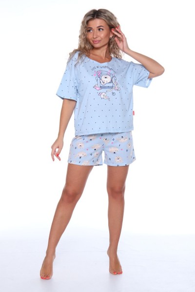 Пижама с шортами Очарование 050-051 - светло-синий 