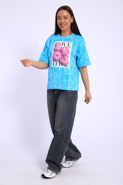 футболка женская 74254 - батик бирюза 