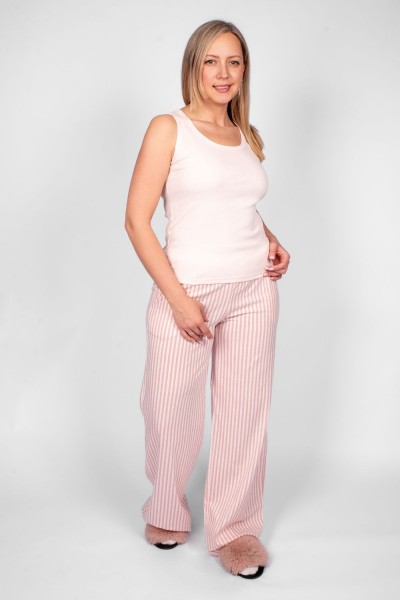 Пижама женская майка+брюки 0935 - розовая полоска 