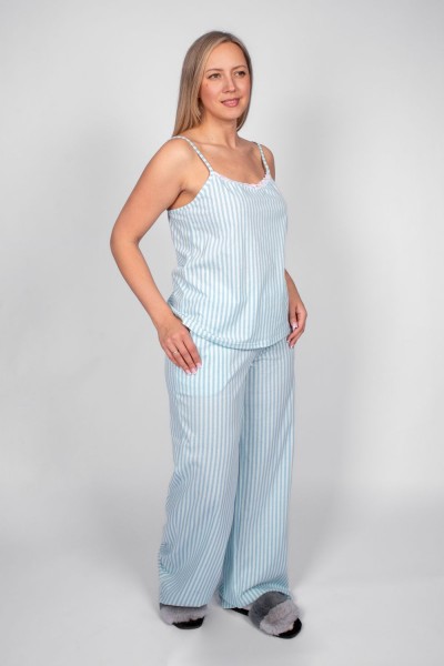Пижама женская майка+брюки 0934 - голубая полоса 