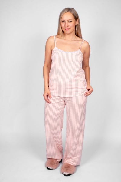 Пижама женская майка+брюки 0934 - розовая полоска 